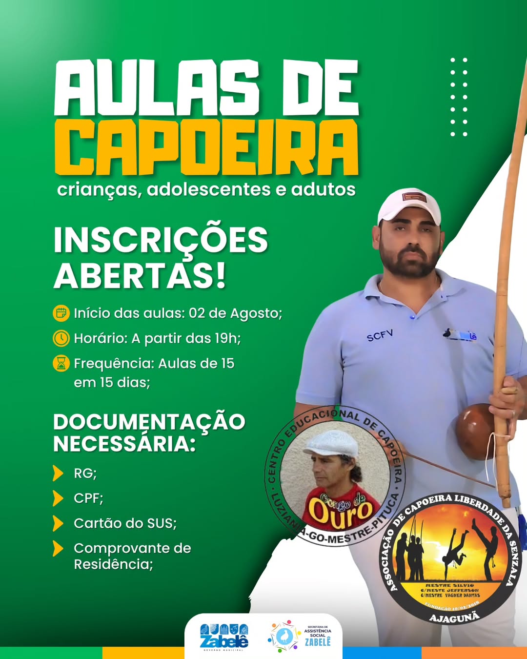 Inscrições Abertas para Aulas Noturnas de Capoeira em Zabelê!